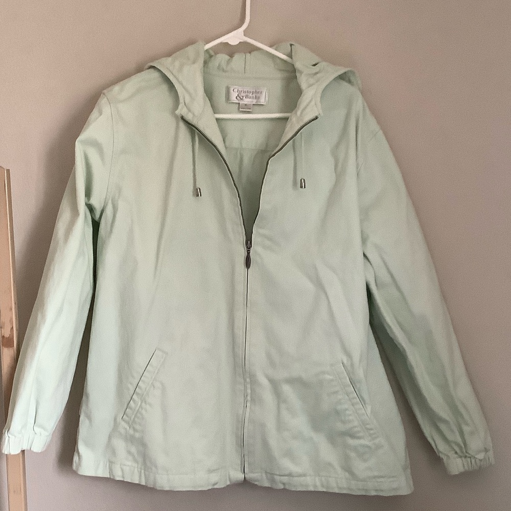 Christopher & Banks Mint Green Hooded Utility Jacket - Women's